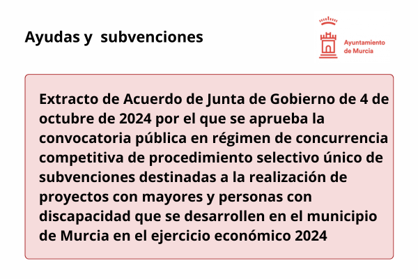 Subvenciones/Ayuntamiento de Murcia